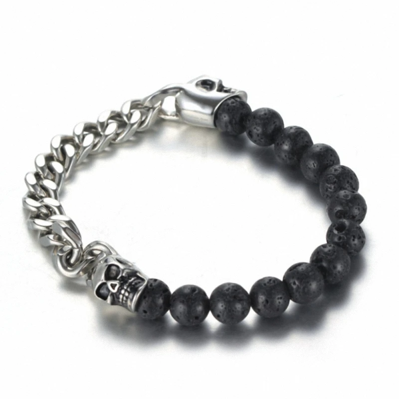 Натуральный Титановый стальной скраб камень браслет Мужчины ювелирные изделия