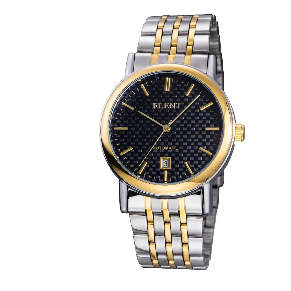 Мужские Элегантные часы с ремешком и автоматическим заводом полностью стальные