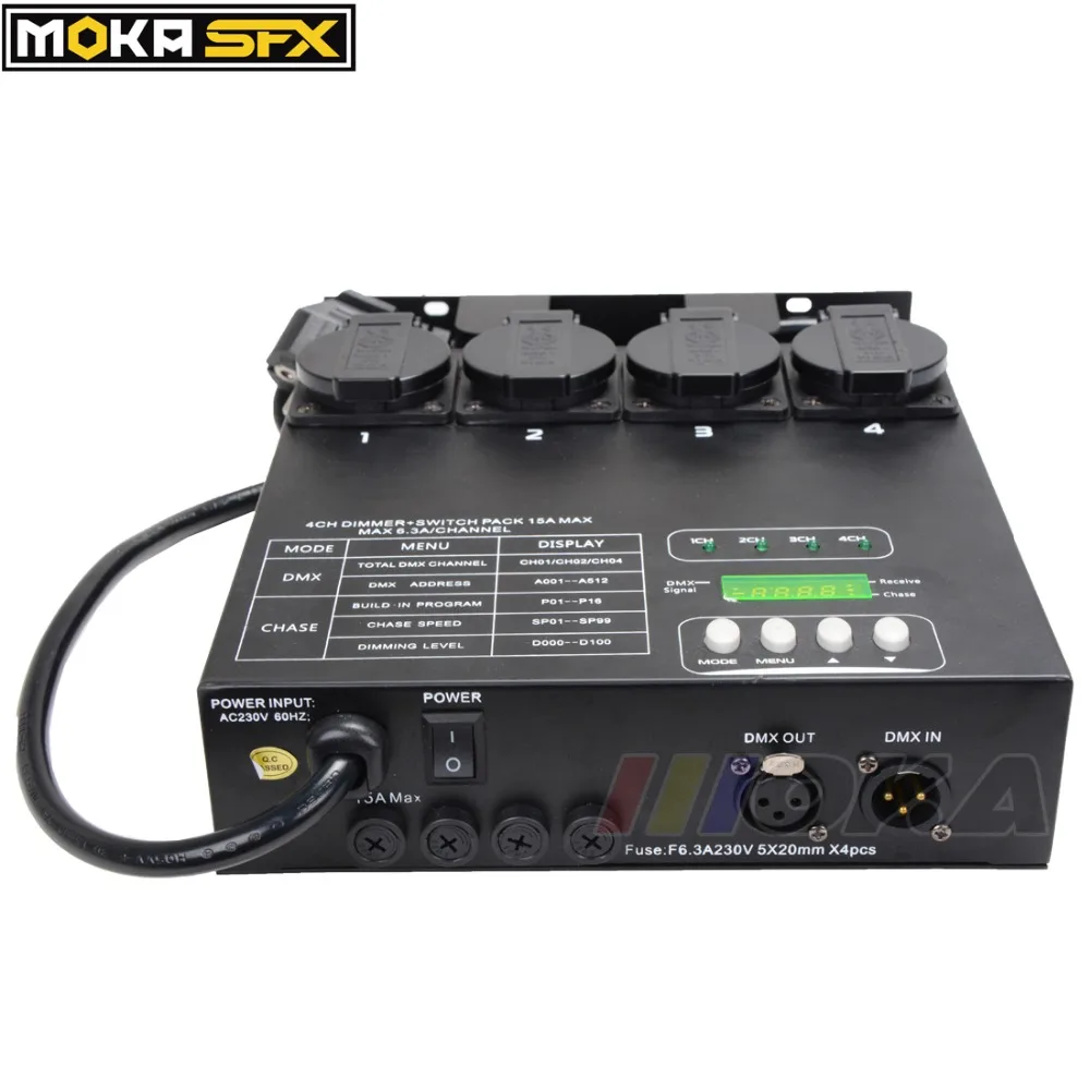 Многофункциональный переключатель ранец Compact 4 каналов DMX диммерный блок с 16 Встроенный светильник программы 4CH коммутатор для сценический Светодиодный светильник таблицы