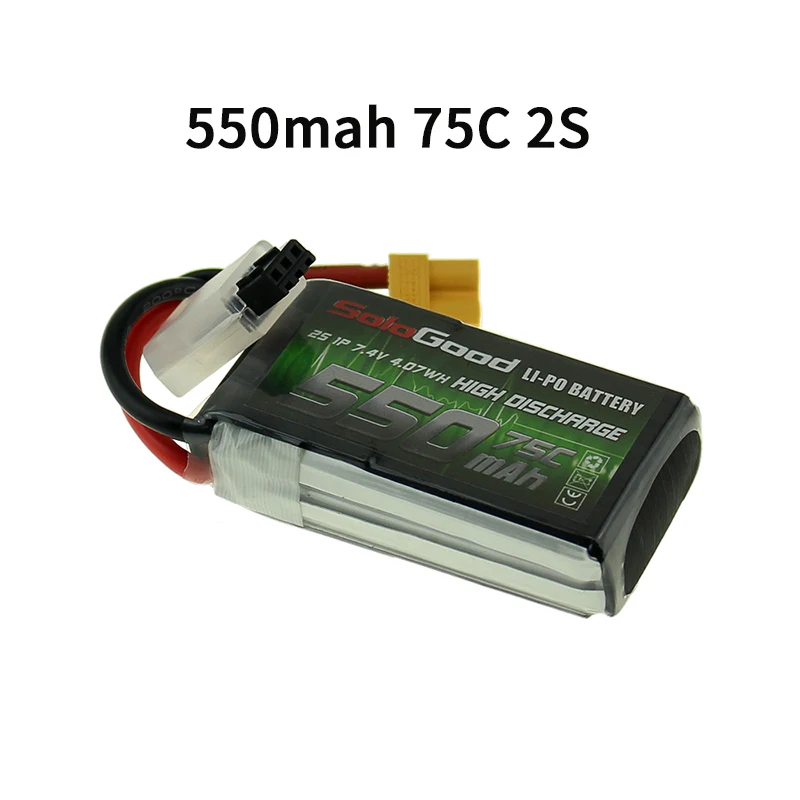 550mah 75C 2S Sologood Lipo Батарея 2S 3S 4S 7,4 V 11,1 V 14,8 V 550 мА/ч, 850 мА/ч, 75C Перезаряжаемые с XT30 XT60H XT60 разъем для гоночного дрона игрушки - Цвет: 550mah 75C 2S