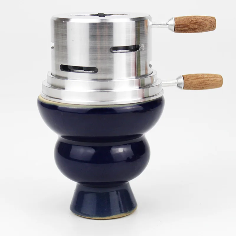 blue set Ветрозащитная керамическая чаша для кальяна с Карбоновым держателем для угля Nargile Sheesha Narguile Chicha Cachimbas аксессуары для головки кальяна - Цвет: blue set