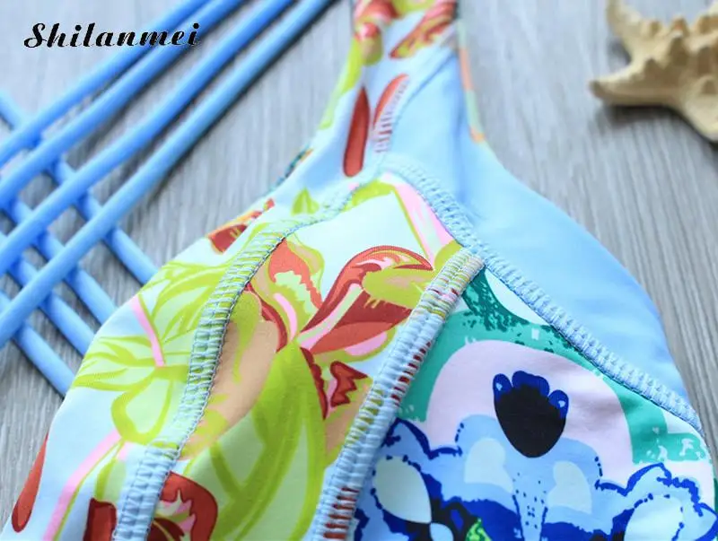 Горячая Распродажа Бесплатная доставка полиэстер бикини с принтом дрожь синий