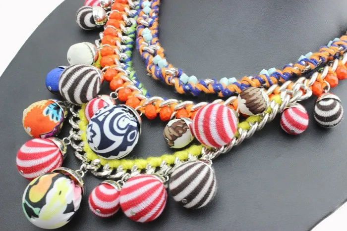 CHOKER NECKLACES the New Fashion Jewelry Hot Sale 2014 Multicolour Ball Shape Cotton Rope Knitted Chunky Statement Collar n0133 | Украшения