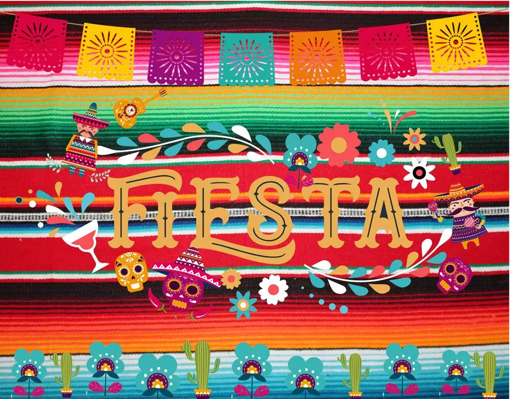 Летние Fiesta фон для фотосъемки Мексиканская Платье на шнуровке с изображением