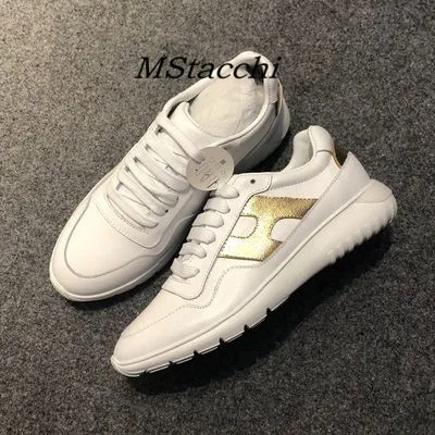 white Gold H Mcacchi/женские кроссовки из коровьей кожи с блестками; женская повседневная обувь на шнуровке, визуально увеличивающая рост; женские разноцветные кроссовки на не сужающемся книзу массивном каблуке - Цвет: white Gold H