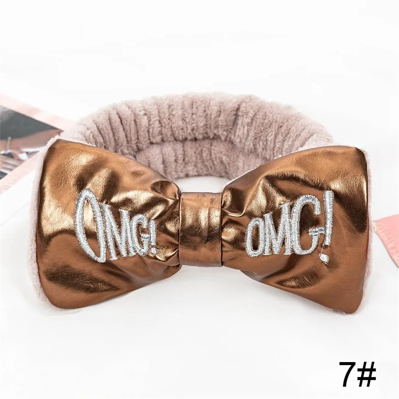 PU7 Новинка, фланелевые мягкие ободки с бантиком и надписью OMG для женщин, девушек, тюрбан, милый держатель для волос, повязка для волос, головной убор, аксессуары для волос - Цвет: PU7