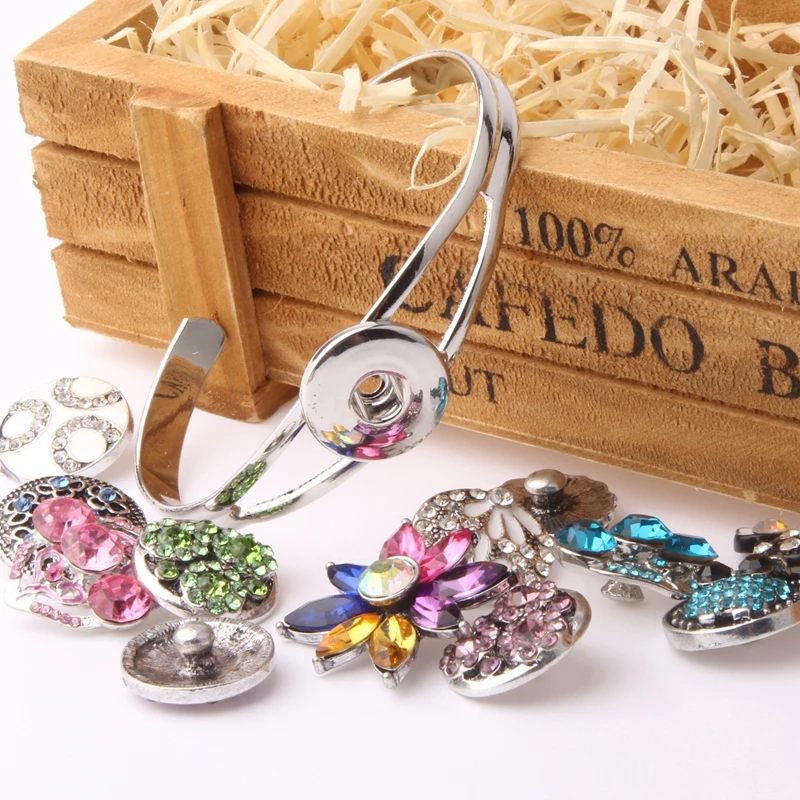 10 шт./лот DIY Браслеты 18 мм застежка браслет металлические кнопки шармы Ювелирные