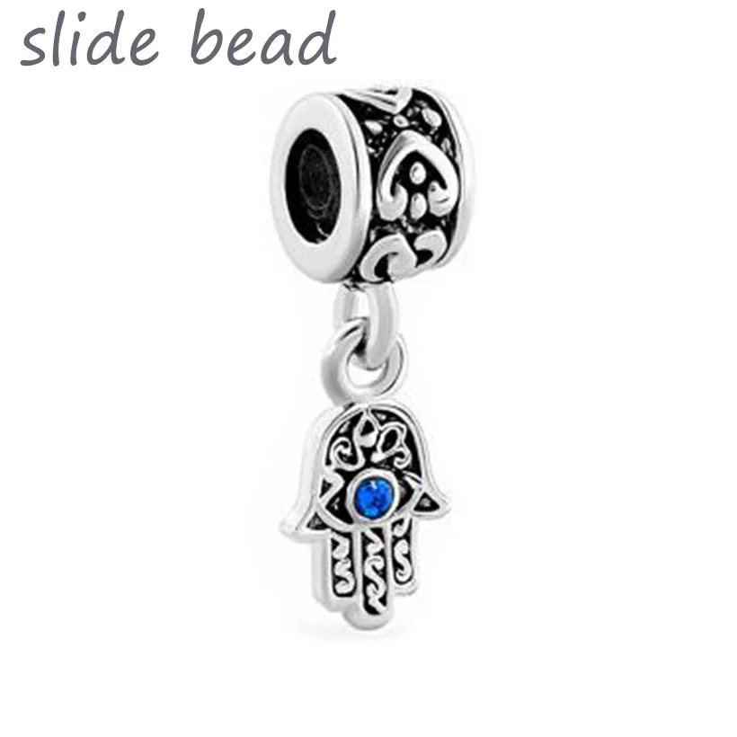 Fit Pandora Браслеты с подвесками синий Злой Глаз Хамса рука Фатимы браслет с подвесками Spacer сердце