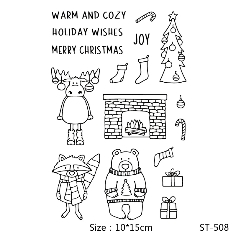 

AZSG Christmas Deer Fireplace Socks Clear Stamps/Seals For DIY Scrapbooking/Card Making/Album Decorative Silicone Stamp Crafts