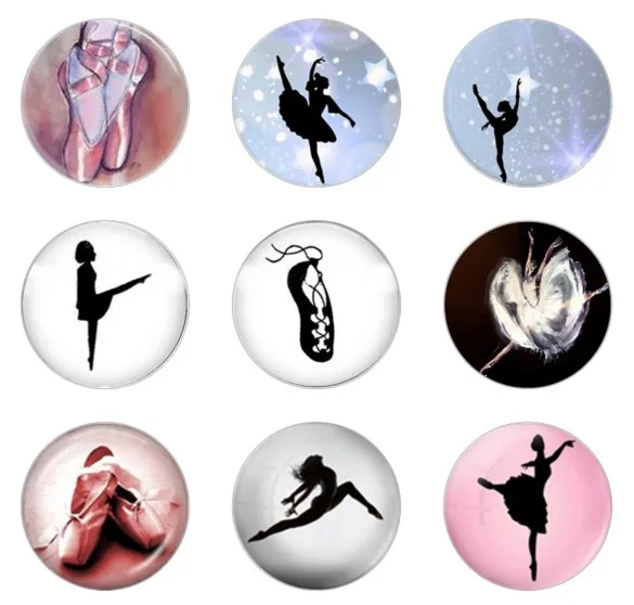 

Hot sale 5pcs16mm20mm25mm Ballet Dance and Ballerina Shoe Handmade Photo Glass Drop Style Cabochons Jewelry Accessories