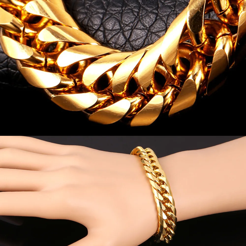 U7 Браслет На Руку Мужской Ювелирные Изделия Оптом 21 СМ 13 ММ Цепь Браслеты Из