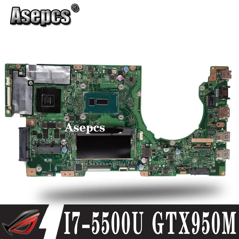 Asepcs K501LX материнская плата для ноутбука For Asus A501L V505L K501LB K501L K501 тестовая оригинальная 4G RAM I7 5500U GTX950M|Материнские