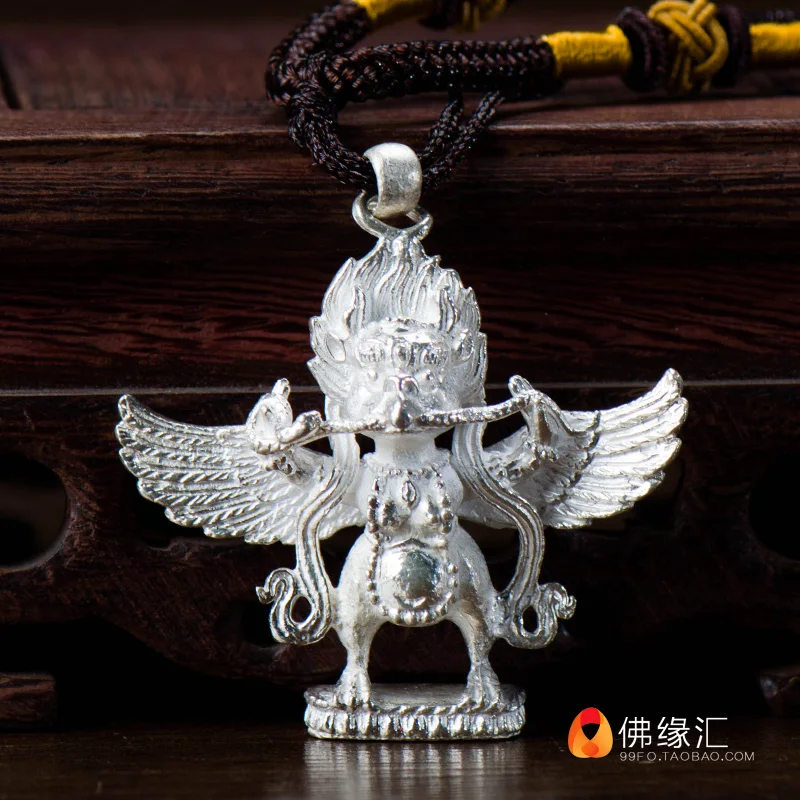 999 silver Dapeng golden wing bird Buddha / pocket Buddha about 4 cm