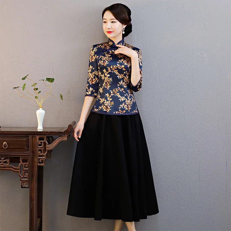Традиционная китайская одежда для женщин мать Qipao длинные китайский новый год