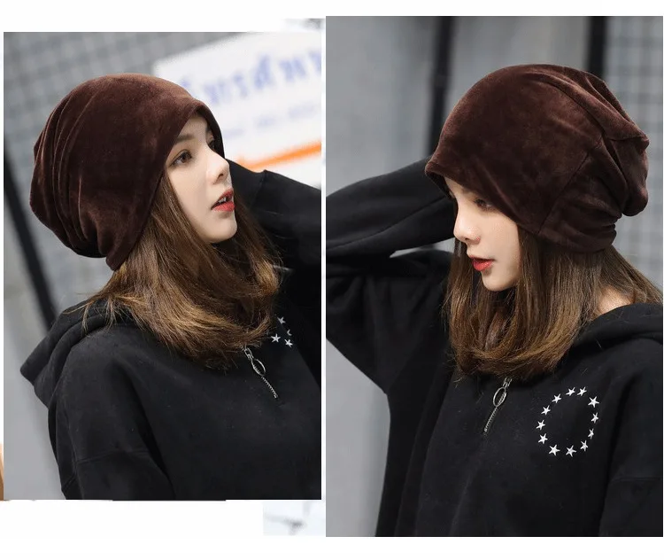 Autumn And Winter New Pattern Lint Head Cap Korean Solid Heap Hat Concise Leisure Time Earmuffs Baotou Confinement Hat