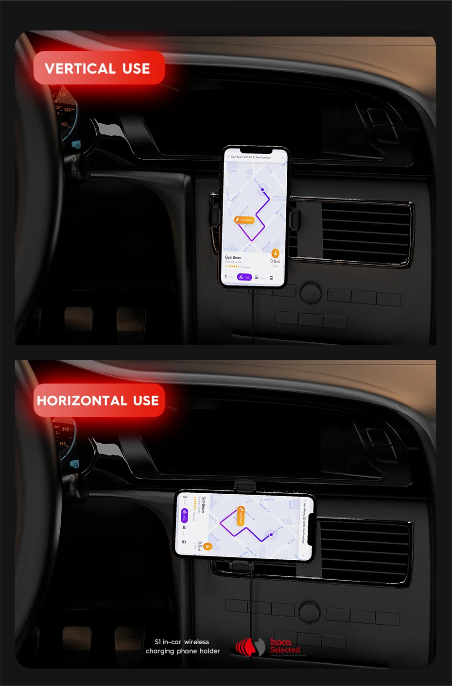 HOCO S1 автомобильное беспроводное зарядное устройство для iPhone 11 XS Max X XR 8 Samsung S10 S9 быстрое Qi Беспроводное зарядное устройство держатель для телефона в автомобиле