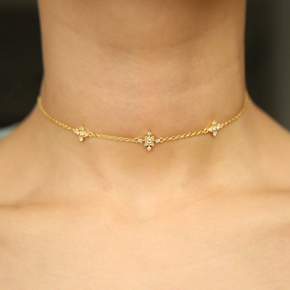 Золотой цвет Снежинка cz Очарование Горячая Мода ювелирные изделия минимальная