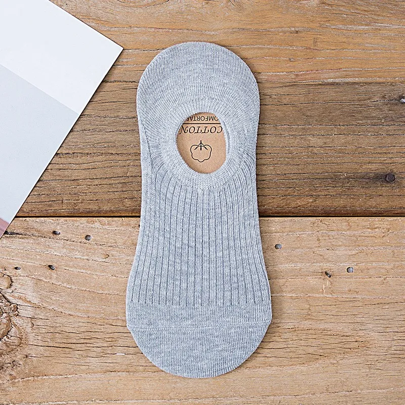 light gray invisible Jeseca, партия из 5 пар лето-осень Для мужчин носки-тапочки, хлопковые мягкие Бизнес мужские носки, дышащая, невидимая, не скользящие носки-следки носки в подарок - Цвет: light gray invisible