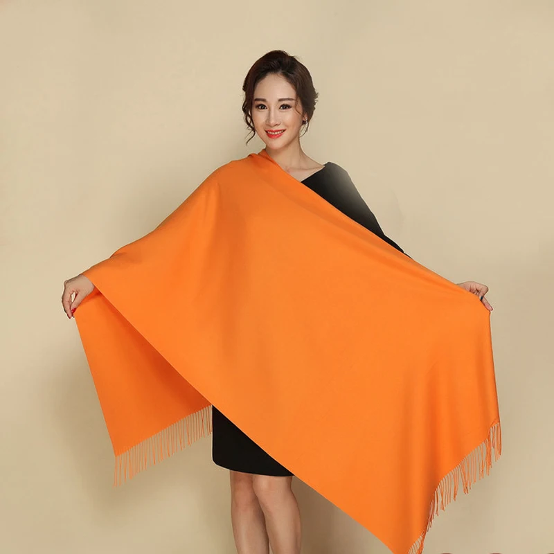 Однотонная белая 100% мягкая женская новая Большая Модная тонкая кашемировая шаль