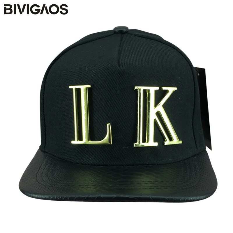 

New Fashion Snapback Last Kings Hats LK Metal Letter Snakeskin Leather Brim Hip Hop Baseball Caps Swag Bone Gorras For Men Women