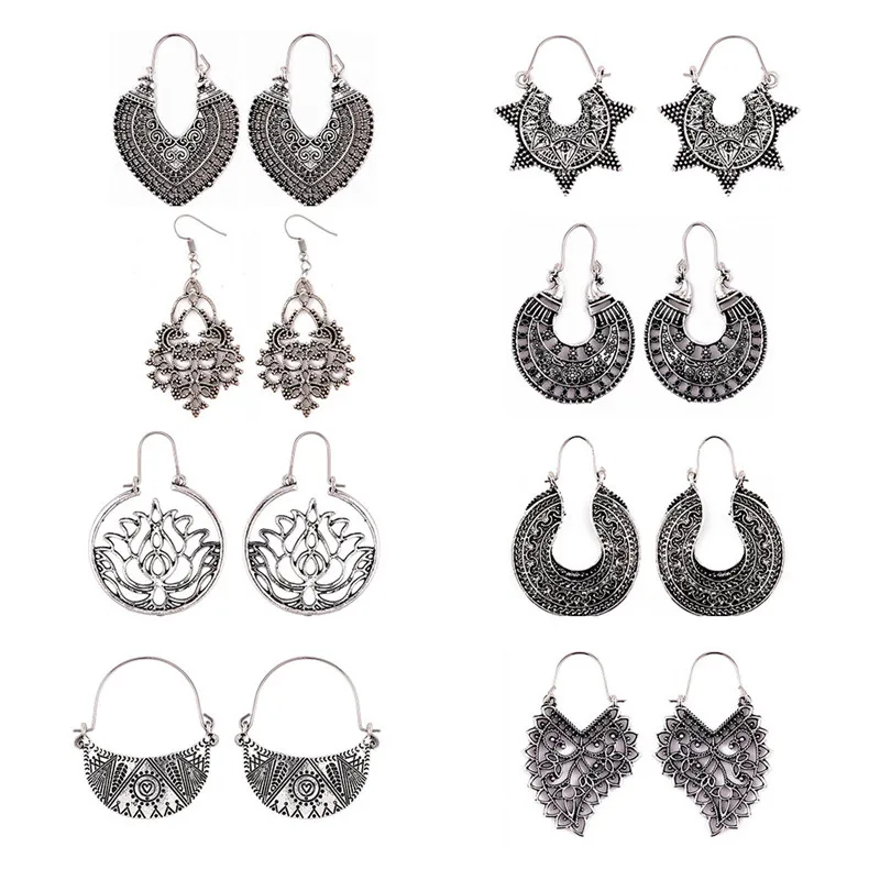 2018 винтажные резные геометрические серьги для женщин богемные ювелирные изделия