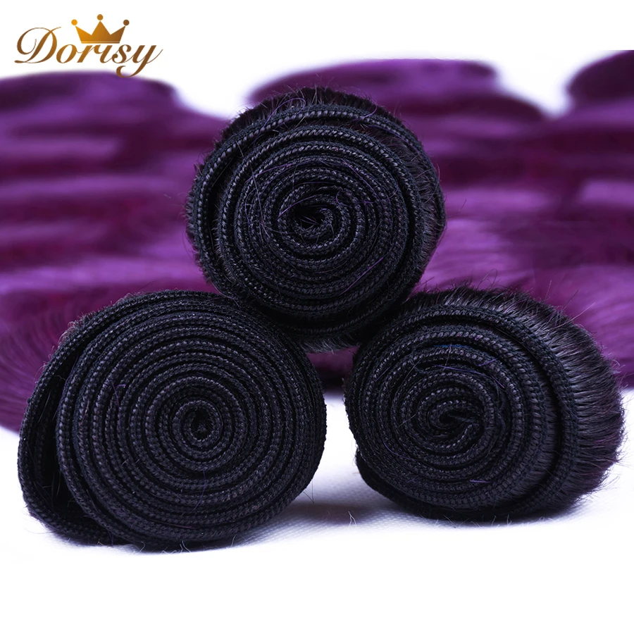 Объемные волнистые пучки с фронтальной кружевной застежкой T1b фиолетовые