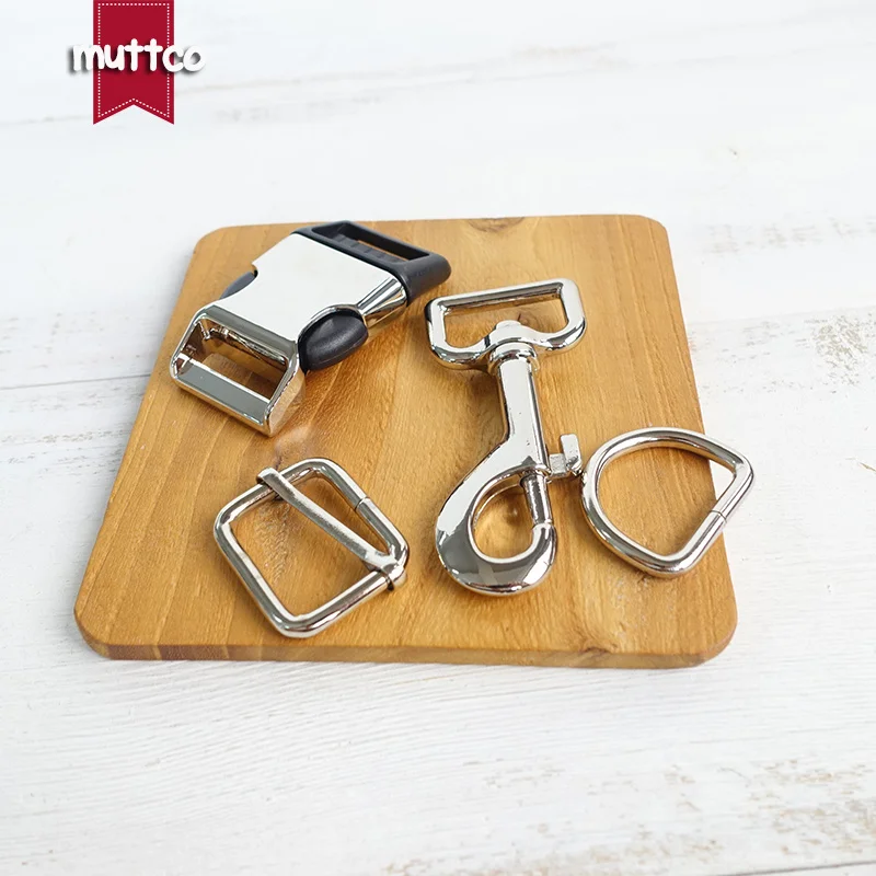 

(metal buckle+adjust buckle+D ring+metal dog clasp/set) high quality sewing 25mm DIY dog collar leash pet straps accessories