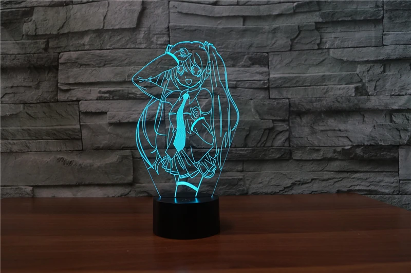 Светодиодный 3d-ночник hatsune miku моделирование ночника RGB прикроватная лампа для спальни usb настольная лампа Светодиодная лампа с сенсорным управлением Новинка Декор lampa