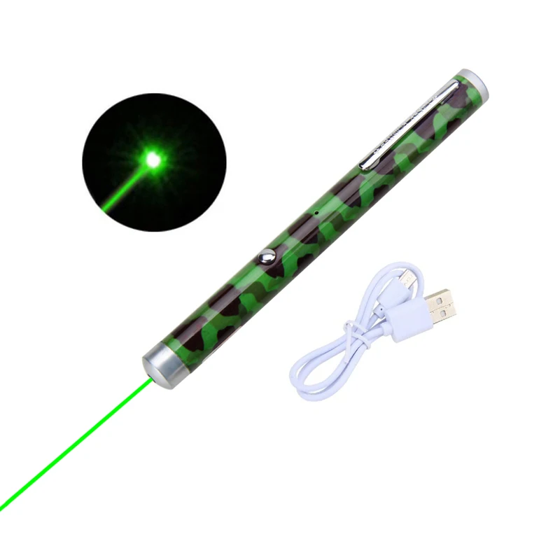Перезаряжаемая через USB Зеленая лазерная указка высокая мощность 5 мВт луч