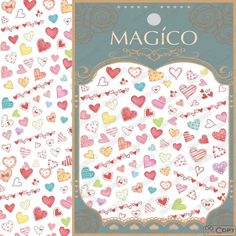 Оптовая продажа 24 шт милые наклейки для дизайна ногтей в виде сердца