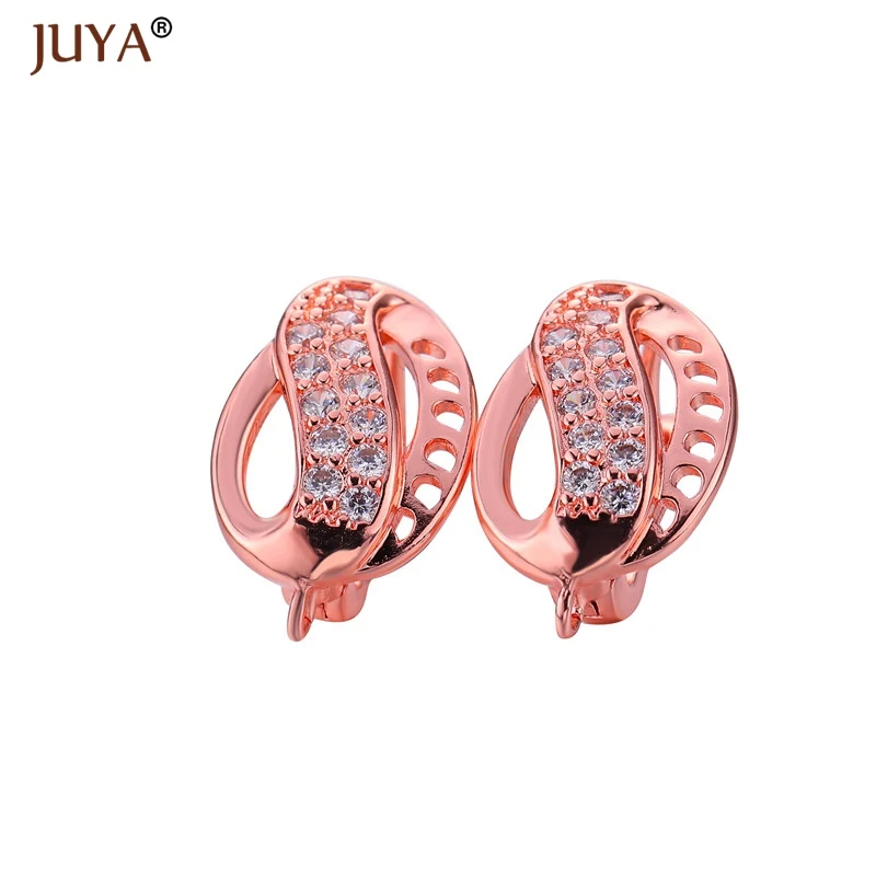 A2 Rose Gold Дизайн, 4 стиля, золотые, серебряные, черные, модные, медь, циркон, стразы, серьги-кольца, аксессуары, сделай сам, фурнитура для изготовления ювелирных изделий - Цвет: A2 Rose Gold