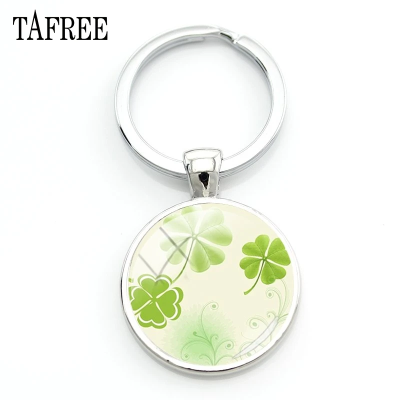QF349 TAFREE Lucky Clover круглый брелок красивый дизайн четырехлистный клевер брелок стекло элегантное ювелирное изделие для подарка QF335 - Цвет: QF349