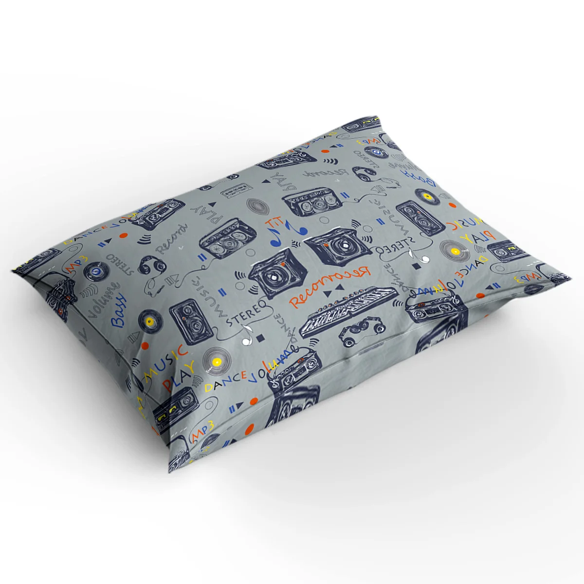 Music Doodle Decor Duvet Cover Set Cute Cartoon Funny Design Radio Vintage Retro Print 4 Piece Bedding Twin Queen | Дом и сад