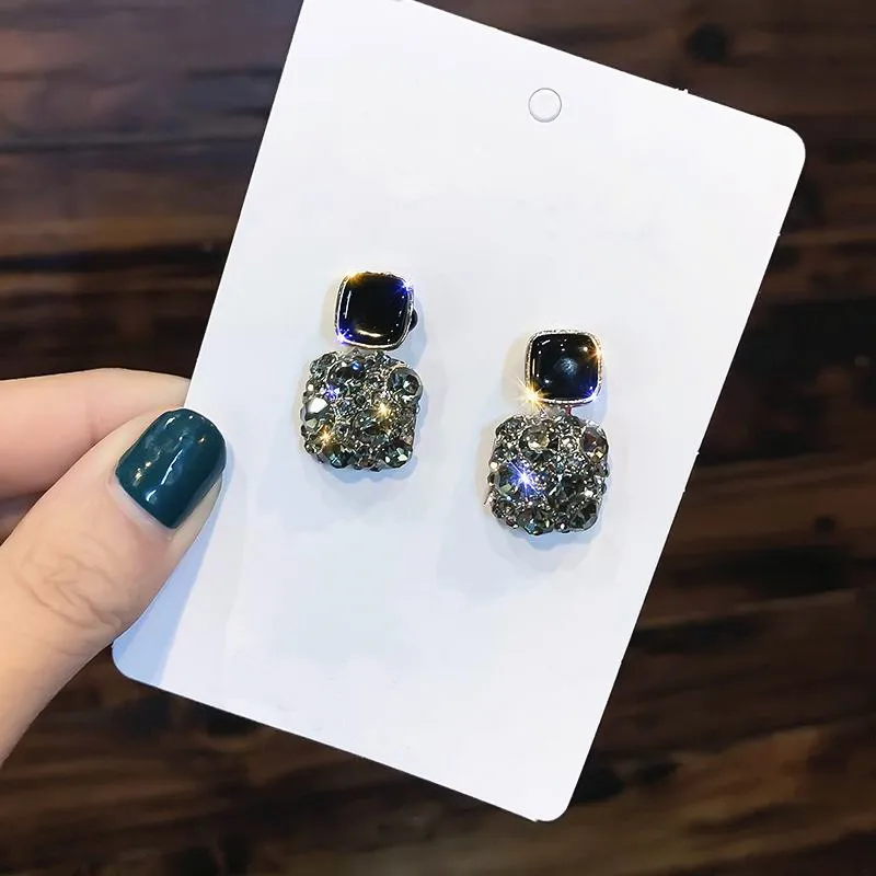 Женские серьги подвески со стразами винтажные геометрические из серебра 2019