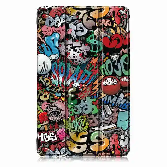 Scrawl Цветной смарт-чехол с принтом из искусственной кожи чехол для huawei MediaPad M6 8,4 дюймов планшет с функцией автоматического сна чехол для M6 8,"+ пленка+ ручка - Цвет: Scrawl