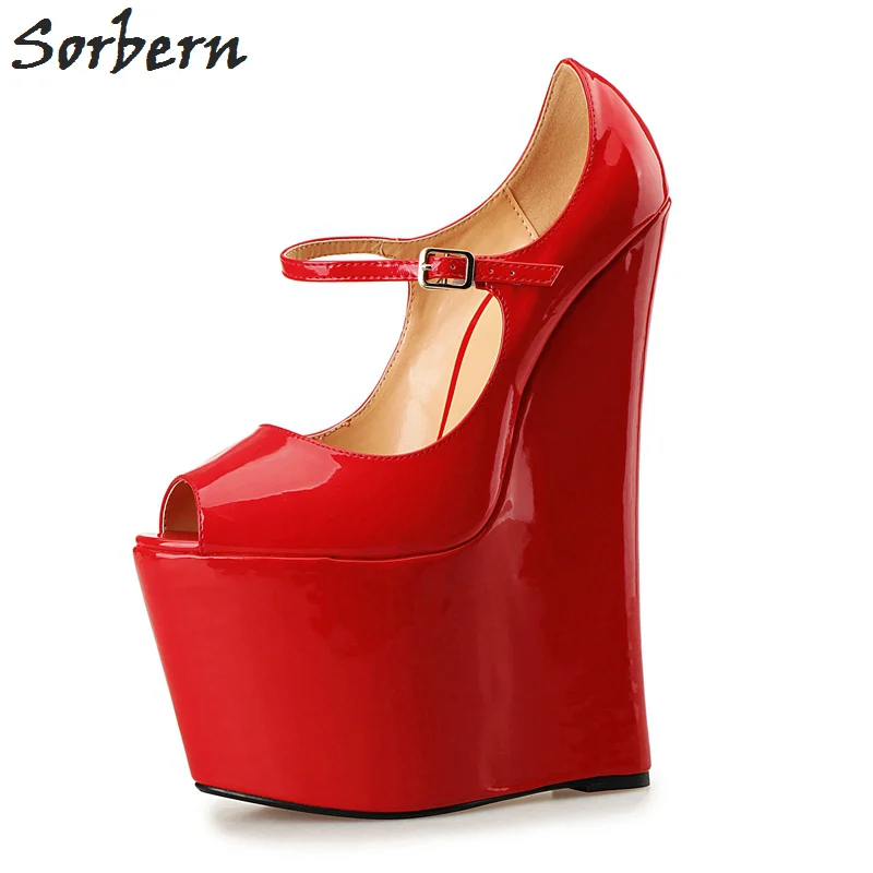 Sorbern/пикантные женские красные туфли лодочки mary janes Туфли на очень высокой