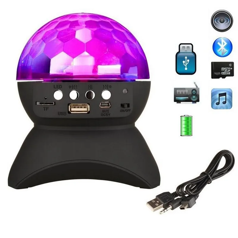 Светодиодный светильник Bluetooth динамик беспроводной Хрустальный шар Диско сабвуфер громкий динамик поддержка FM Танцевальная вечеринка звуковая коробка для телефонов