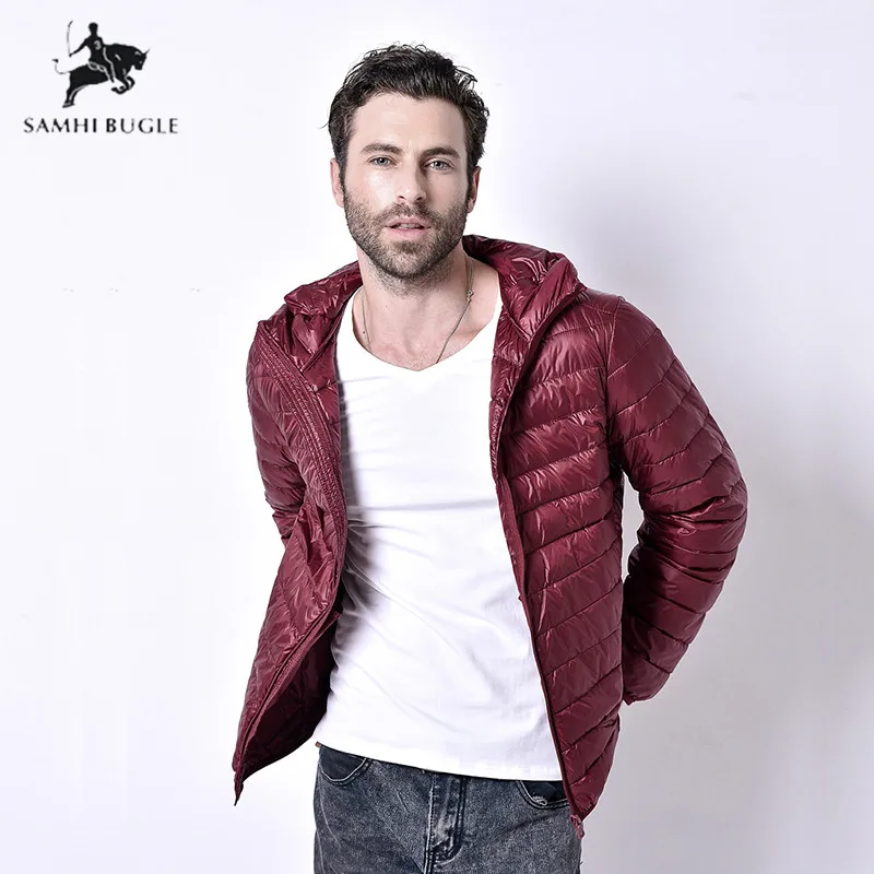 Мужской Сверхлегкий пуховик с капюшоном белый на зиму 2020|Мужские пуховики| |