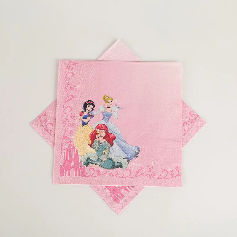 napkins 10pcs Мультяшные вечерние принадлежности Принцесса Тема вечерние столовые приборы набор «С Днем Рождения» вечерние украшения для детского дня рождения - Цвет: napkins 10pcs