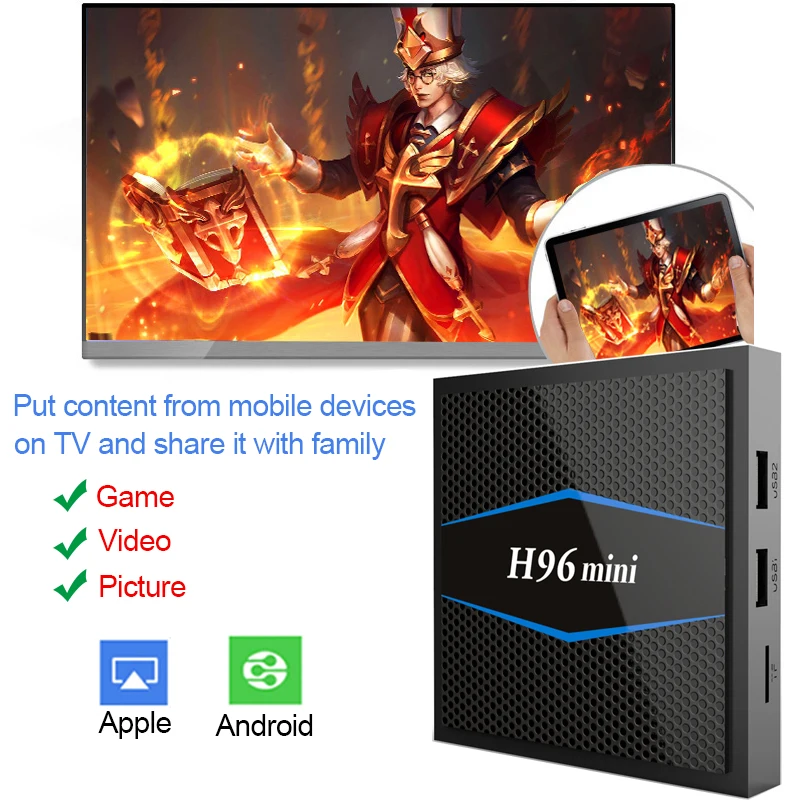H96mini Android TV BOX 7 1 OS Smart Box 2 Гб 16 четырехъядерный процессор Amlogic S905W 4 ГГц wiFi iptv