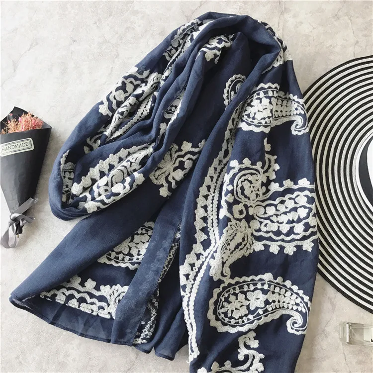 2017 Модные Винтажные шарфы с принтом пейсли женские вышитым цветочным узором