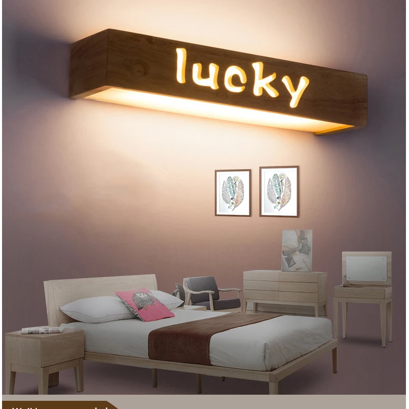 Кантри прямоугольные деревянные светодиодные Настенные светильники для дома 10 Вт в скандинавском стиле