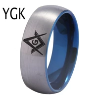 ygk couple wedding jewelry for lovers masonic tungsten ring silver with blue tungsten wedding ring jewelry fashion gift ring