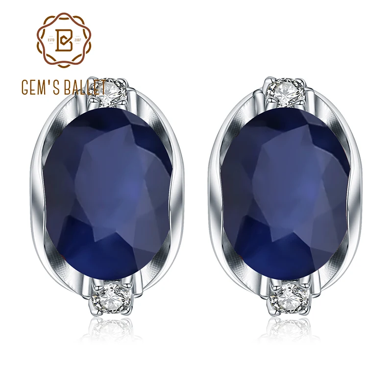 GEM'S балетные 925 пробы серебряные серьги-гвоздики 6.48Ct натуральные серьги с голубым сапфиром Для женщин обручальные ювелирные изделия бренд