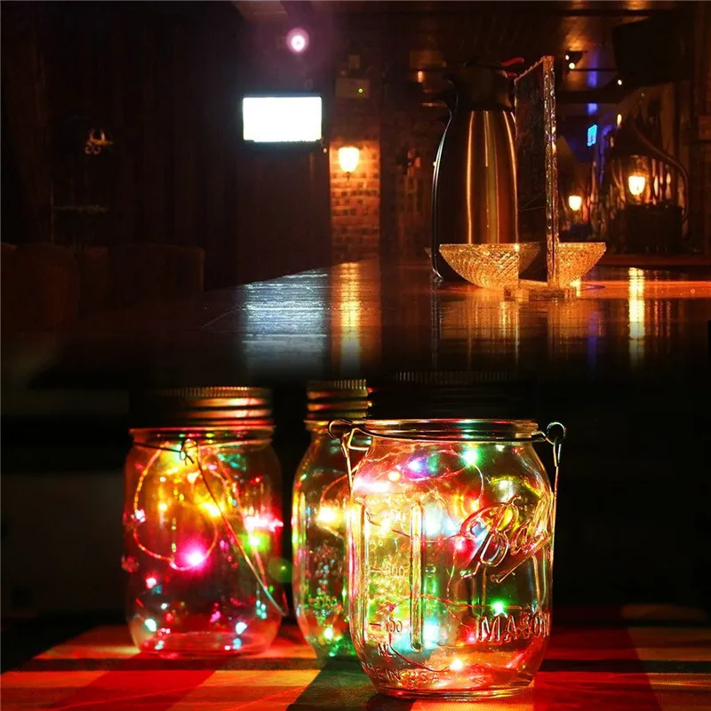 Smuxi светодиодный Сказочный светильник на солнечных батареях для Mason Jar с крышкой, вставной светильник светодиодный Сказочный струнный провод, лампа, меняющая цвет, садовый Декор