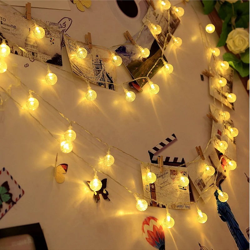 Kmashi строки 20ft 6 м 30LED Солнечные хрустальный шар света Наружное Освещение Сад