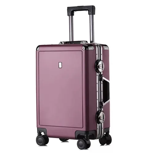 purple KLQDZMS роскошный алюминиевый каркас багажный 20/24 дюйма, сумка на колесиках чемодан на колесиках, модные сумки на колёсиках ТАС замок для мужчин и женщин - Цвет: purple