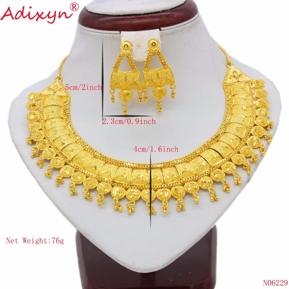 Adixyn TWO DESIGH индийское ожерелье серьги комплект ювелирных изделий для женщин и