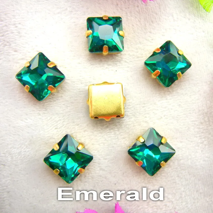 A8 Emerald Стекло с украшением в виде кристаллов золото коготь настройки 8 мм/10 мм/12 мм приятные цвета микс квадратной формы пришить стразы бусины свадебные туфли diy кружевной отделкой - Цвет: A8 Emerald
