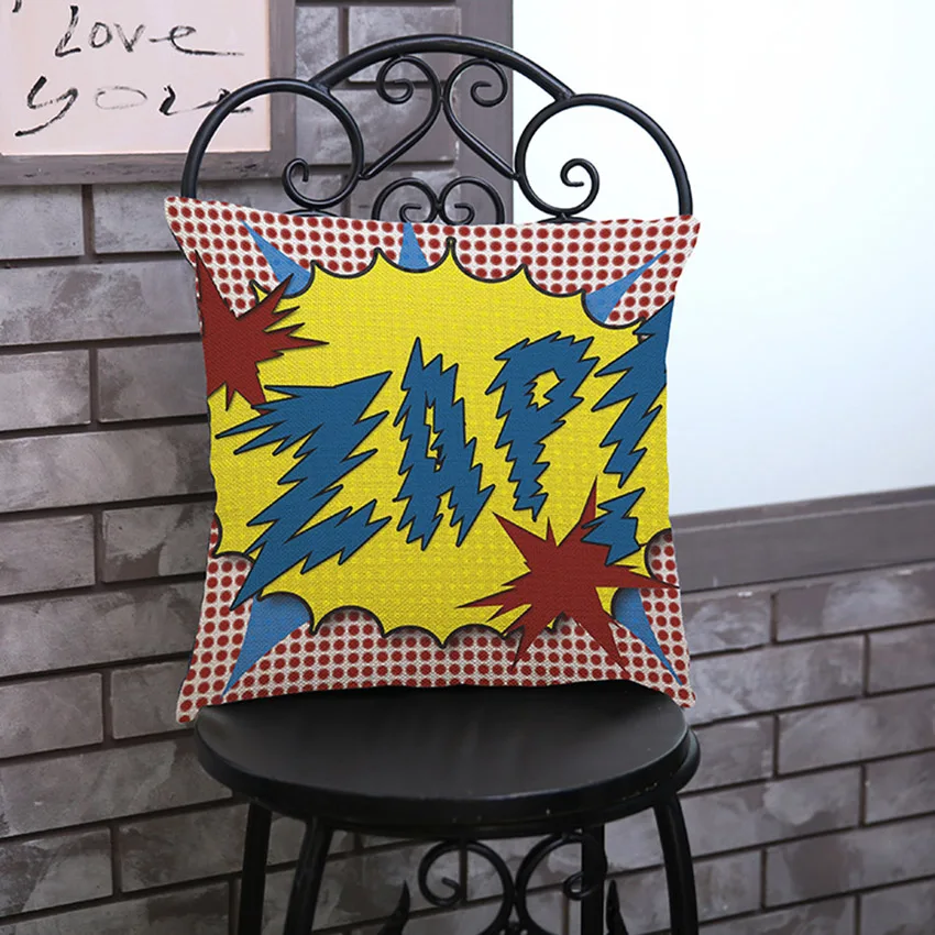 Комический голос слова буквы чехол для подушки с принтом Забавный бум поп Зап